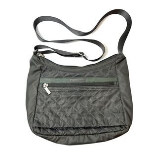 Hedgren Gray Nylon Quilted Organizer RFID Travel Crossbody Handbag